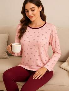 Women's Printed Pajamas Long Sleeve Winter Sleepwear Cold Comfortable Promotion Set - Multicolor - View 5