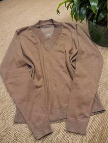 Steve Store Women's Fashion Knit Plus Size Basic Sweater Blouse V Neck Long Sleeve Cold Weather Blouse Winter Fashion - Bege Nova - View 3