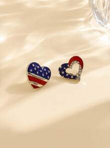 1 Pair Of American Independence Day Bow Stud Earrings Fashion European And American Style Love Earrings Personalized Party Earrings