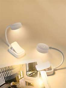 1 pieza Luz de libro con clip ajustable de color LED, lámpara de escritorio portátil para oficina, dormitorio, sala de juegos, luz nocturna pequeña, regalo perfecto de Navidad (baterías no incluidas), diseño minimalista, ligero, iluminación LED ahorradora de energía, imprescindible para usuarios de oficina