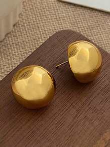 2 pares de pendientes de aro con bola semirredonda brillante, estilo simple y versátil de uso diario de moda europeo-americano para mujeres