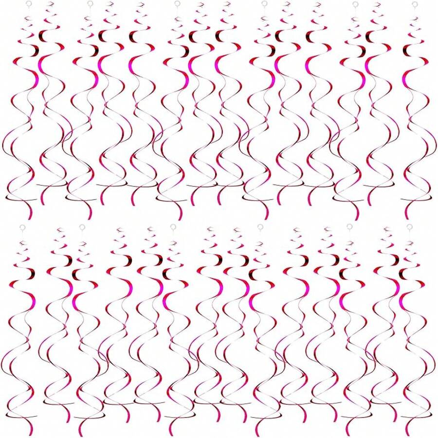 MEIJUANAAGold Hanging Swirl Decorations 30 Pcs, Party Swirl Decorations -Twin Tails Ceiling Swirl Foil Decorations, Gold Party Decor Wedding/Shower/Birthday Party//New Year Decorations - 粉色 - 查看 1