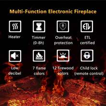 42inch Electric Fireplace With Aluminum Frame: Wall-Mounted/Recessed Indoor Heater, Touch Screen, Remote & 12H Timer, 1500/750W" - US B Type Plug(110-127V) - View 6
