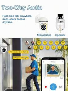 1/2/4pcs 1080p HD Smart Home Camera - All-Weather Color Night Vision, Pan/Tilt/Zoom, Bidirectional Audio, Pet Monitor With Movement Alerts - Wireless Indoor/Outdoor Security Cam.Christmas/Gifts/New Year's Day - White - View 6