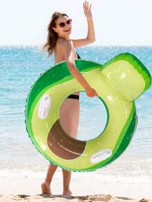 1个牛油果形充气游泳圈，带手柄，便携式成人腋下游泳圈
