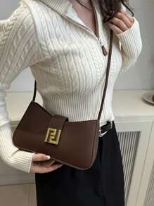 Nuevo monedero/billetera de moda informal con herrajes de metal, unicolor de piel de PU de caliente