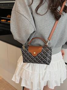 Women's Fashionable And Casual Versatile Contrasting Fabric Dumpling Bag,Minimalist Nylon Square Bag Women Hand Bag, Fashion Handle Purse, Retro Style Handbag With Removable Strap,Handbags For Teen Girls Women College Students,Rookies & White-Collar Workers Perfect For Office,College,Work ,Business,Commute - Black - View 4