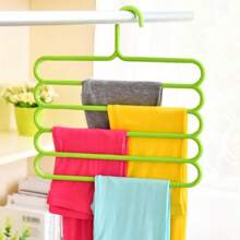 1pc Multi-Functional 5-Tier Non-Slip Clothes Hanger, 5-Layer Pants Rack, Multipurpose S-Shape Clothes Hanger, Bathroom Towel Rack. Slip-Proof & Easy To Organize, Durable. Used For Storing Clothes, Scarves, Ties In Wardrobe, Bedroom, Bathroom, Balcony, Closet. Suitable For Home, Retail Store Display, Clothing Store Wardrobe, Scarf & Pants Rack (Random Color & Style)