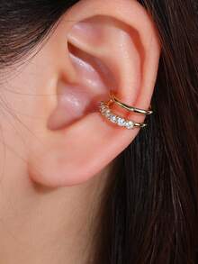 1 件男女通用炫酷个性化锆石十字架袖口耳环，无耳耳环