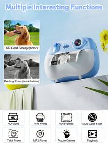 Tagry 1080P HD Dual-Lens Selfie Digital Camera 2.4 Inch Screen Instant Print Cute Camera Fun Gift For Girls Boys With 3 Rolls Print Paper - Multicolor - View 2