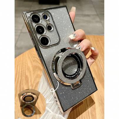 新款隐藏式水晶指环支架渐变闪粉电镀TPU手机壳，兼容 17/6/7/8/X/XS/XR/11/12/13/14/15/16/16e，兼容Galaxy S22/23/24/25/S24 FE/S25 EDGE，A04/05/06/A07/A14/A15/A16/A17/A24/A25/A34，兼容Redmi Note 9/10/11/12/13/14，兼容Redmi 9/10/12/13C/14C/A5，兼容OPPO，兼容MOTO，兼容荣耀X，HW，兼容Realme C53 C55，国际版，非国内版