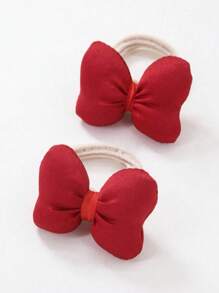 2 Stücke Kinder Mädchen einfarbige Stoff gefüllte 3D Schleife Haargummis, süße Prinzessin Alltagsnutzung