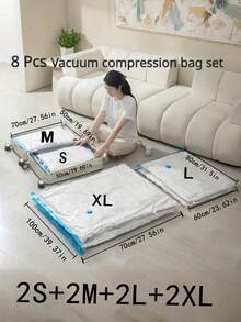 15/10/8/5/1pc Vacuum Compression Bag, Vacuum Storage Bag, Clothing Organizer Bag, Travel Luggage Compression Bag, Travel Storage Bag, Clothing Storage Bag, Reusable Vacuum Bag, Save Up To 80% Space, Suitable For Jackets, Shirts, Quilts, Pants, Home, Dormitory, Wardrobe, Bedroom, Bathroom, Travel, Back To School Bedroom, Storage Bag, Home Storage, Women's White T-Shirts, Women's Black Pants, Women's Winter Clothes, Dresses, Back To School