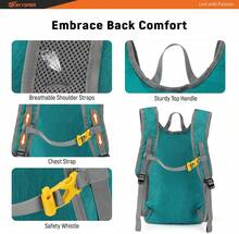 15L/20L Foldable Hiking Backpack Lightweight Packable Travel Daypack With Chest Strap Small Folding Pack For Walking - Green - View 6