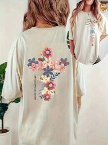 Blusa Feminina T Shirt Estampa Cristã Floral Casual 100% Algodão Premium Envio Imediato