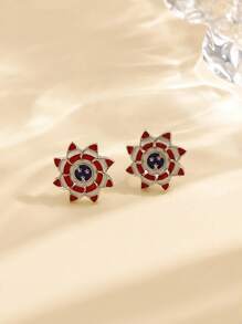 1 Pair Of American Independence Day Bow Stud Earrings Fashion European And American Style Love Earrings Personalized Party Earrings