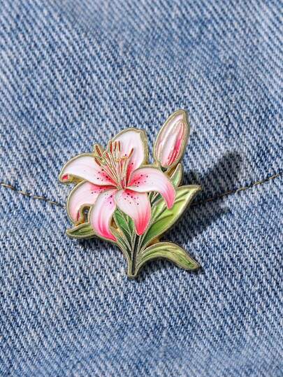 Broche de esmalte con diseño de lirio, flores decorativas, broches, insignias para mochila, accesorios para camisas, chaquetas, ropa de Navidad, Halloween, regalos divertidos y lindos para maestros, nuevo estilo 2025