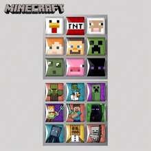 Minecraft 9PCS Minecraft Official Cute Fridge Magnets Set Creeper Steve Enderman Zombie 2 Styles Glass Decor For Kitchen Living Room Collector's Gift For Christmas Halloween Birthday Perfect For Fans Family & Friends