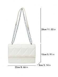 Women's Fashionable Crease Chain Shoulder Bag For Daily Use - Beige - View 4