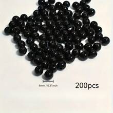 1 Pack 20-500pcs 6-16mm Black Acrylic Round Beads With Hole, Suitable For DIY Jewelry Making, Bracelet And Craft Accessories