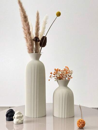 Wavy Texture Art Vase, Bohemian Flower Dried Indoor ative Entryway Office Vase Home Room Glass view 4