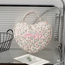 Individuell bestickte gesteppte herzförmige Kosmetiktasche mit Griff, Schleifenblumen-Reise-Make-up-Tasche, tragbare Kulturtasche, Waschbeutel, kleiner Aufbewahrungsorganizer für Mädchen, personalisiertes Geschenk zum Geburtstag oder Feiertag, Weihnachtsgeschenkzubehör - Verschiedenfarbig - Übersicht 18
