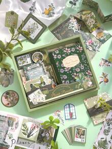 Natural Imprint Plant Material Planner Gift Set, Botanical Series Stickers & Notebook Set, Ins-Inspired Stationery Gift Set,School Supplies,Back To School