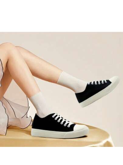 Zapatos hombre mujer casuales de lona planos BOTA Y CHOCLO hilos negros de gran tamaño unisex baratos moda 22mx 28mx ideal para combinar con todo skate choclo gimnasio cómodos al caminar basicos