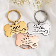 Double-Sided Customized Pet Collar Label, Pet Label With Address/Phone Number, Hollow Claw Bone Dog Tag, Personalized Dog Tag, Customized Dog Tag, Collar Label, Dog Name Label, Unique Pet Tag,Pet Supplies,2025 Halloween Accessories,Personalised Cat Dog Puppy Pet ID Name Pendants