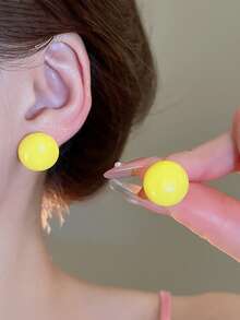 1 对亚克力时尚百搭甜美风格耳钉，适合女性日常佩戴、新年、圣诞节、情人节、复活节等场合 - 彩色 - 查看 6