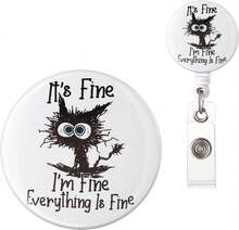 Nurse Badge Reel, Funny ID Badge Clip, Cute Badge Holder, This Is Fine Cat Badge Reels Retractable, Office Lanyard Accessories, Nursing Student Gifts - 薄荷藍 - 查看 1
