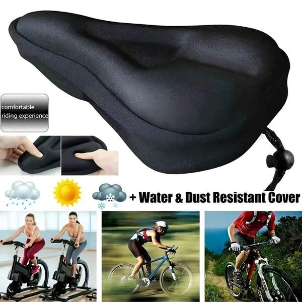 Confortable couvre-selle de vélo en gel, convenant aux vélos de montagne, épaisse mousse respirante avec doublure antidérapante, design noir