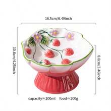 陶瓷宠物慢食碗，加高设计，防止窒息，颈部保护，防溢出，可爱猫狗碗 - 彩色 - 查看 6