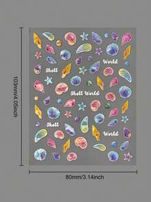 Beautizon Nailartlab 1pc 5D Starfish & Shell Nail Art Sticker, Self-Adhesive Holographic Ocean World Pattern Nail Decals - Multicolor - View 6