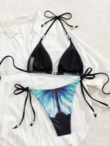 Bộ đồ bơi bikini in hình bướm gợi cảm mùa hè có phần lưng chéo - Nhiều màu - Xem 4