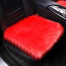 1件装高品质毛绒保暖汽车座椅垫，无靠背仿毛皮套，女士汽车配件