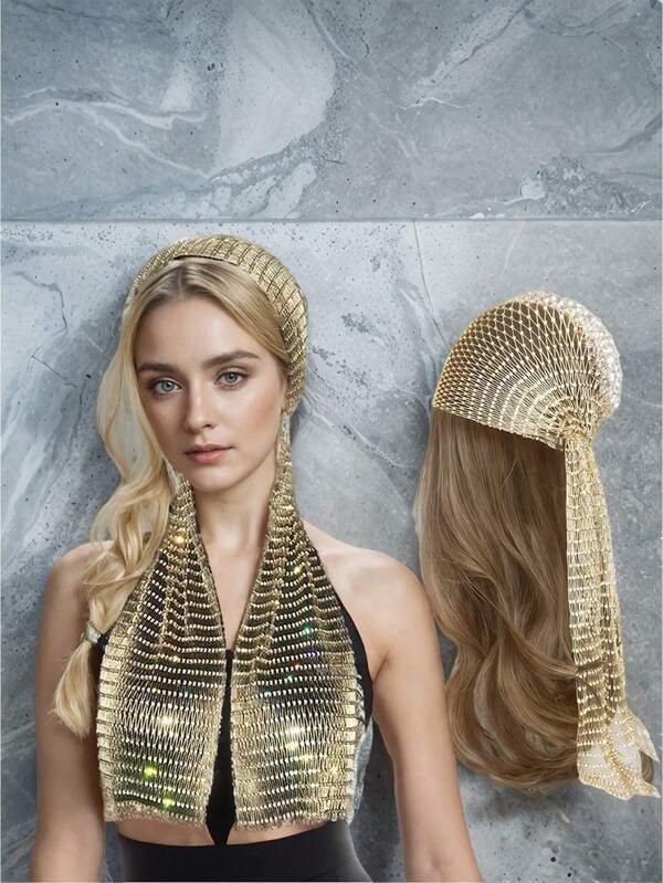 1 peça 65 cm brilhante strass decoração feminina chapéus escolares lenço de cabeça rave boate bonés