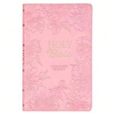 KJV Holy Bible, Gift Edition King James Version, Faux Leather Flexible Cover, Light Pink Floral (Hardcover) By Christian Art Gifts (Creator)