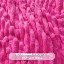 Super Soft King Blanket Pink Premium Silky Flannel Fleece 3D Ribbed Jacquard Lightweight Bed Blanket All Season Use (Pink Ribbed, King(90"X110")) - Hot Pink Ribbed - 查看 5
