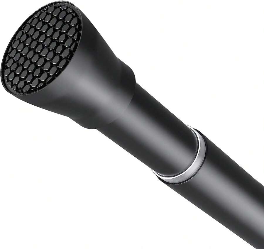Shower Curtain Rod Black Tension Rod 45 To 77 Inch Spring Curtain Rod Shower Rod Non Slip Shower Curtain Rod 1pcs For Windows No Drilling Adjustable Tension Rods Of Curtain Window Closet Kitchen - 黑色 - 查看 1