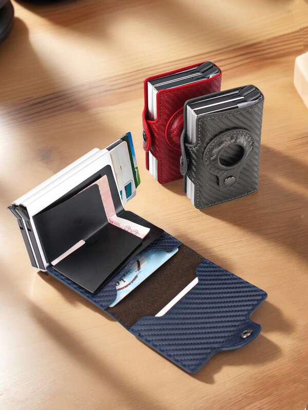 1pc Men's Anti Lost AirTag Wallet Carbon Fiber Card Holder Compatible With Apple AirTag, Gift/Father's Day Air Tag Case Card Holder Wallet, Business Card Holder, Credit Card Holder, Men's Mini Wallet, Card Wallet, RFID Wallet.