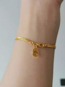 1pc Stainless Steel Elegant Luxury Creative New Chinese Style Double-Sided Fu Character Bracelet, Fashionable Lightweight Luxurious Niche High-End Quality Beaded Bracelet For Women - Gold Ingot Bracelet - View 27