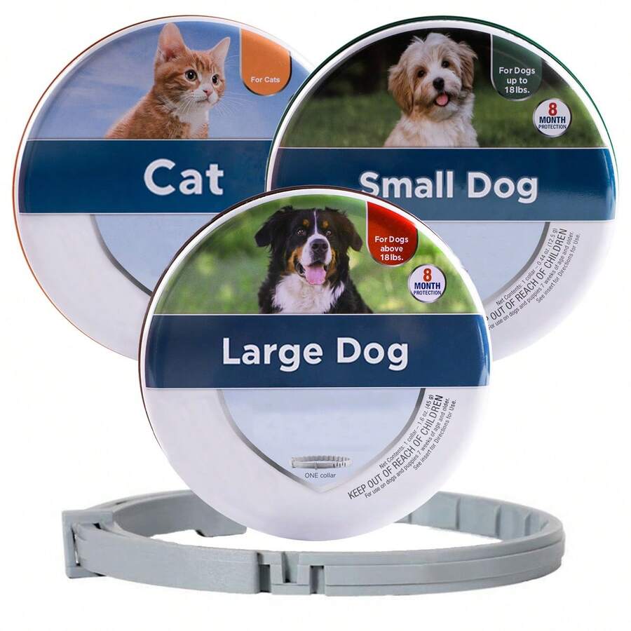 Pet Collar, 8 Months Protection, Plant Ingredient, Waterproof Adjustable, Large Dog & Small Dog & Cat (2pcs)