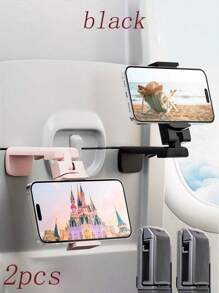 3/2/1 pieza Soporte de teléfono para vuelo, soporte de viaje portátil plegable y ajustable con rotación de 360° para escritorio, asiento de tren, maletero, gabinete de cocina compatible - Construcción de plástico duradero, gancho de teléfono portátil plegable, soporte universal de teléfono para celulares, viaje, hogar, oficina.