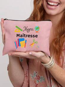 Simple Style Super Maitre Print Durable Travel Toiletry Bag With Zipper Closure, Foldable And Lightweight Makeup Organizer For Daily Use And Travel