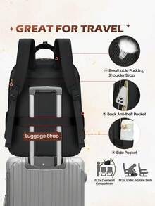 NEWHEY 15.6英寸男士笔记本电脑背包，时尚旅行背包，防水商务电脑背包，大容量护士/教师包，休闲日常背包，大学商务旅行包 - 黑色 - 查看 2