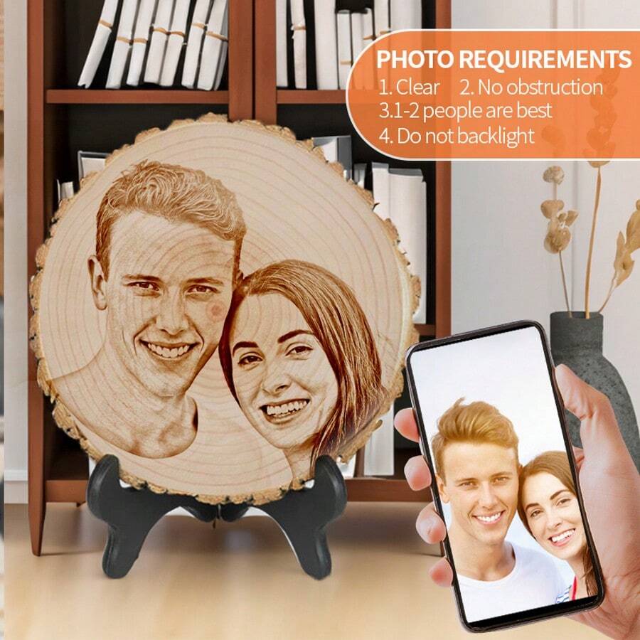 Customized Couple Photos, Personalized Gifts For Men & Women, Home Decor Gifts For Christmas, Boyfriend/Girlfriend Birthday, Anniversary Cat/Dog Memorial Gifts, Wedding Gifts, Valentine's Day Gifts, Personalized Premium Artwork Gifts, Upload Real Photos For Custom Framing And Engraving,Multi-Functional, Ornamental,Reusable,Exquisite,Stylish,High-Quality,Colorful,Modern,Custom,Personalized,Unique,Ideal Gifts For Him,Ideal Gifts For Her,Boyfriend,Dad,Girlfriend,Mom,Family,Friends,Tea Room,Home,Garden,Office,For Anniversaries,For Valentine's Day,For Mother's Day,For Birthdays,For Father's Day,For Graduation,For Weddings,For Housewarming,Customized Home Decor Supplies - 1pcs-round Wooden Board - View 1