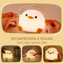 Duck Lamp, Cute Pea Duck Night Light, 2 Levels Dimmable Ducky Night Lamp, LED Squishy Animal Light , Rechargeable Bedside Touch Silicone Lamp, Unique Dorm Decor Gift - Do Do Duck - 查看 3