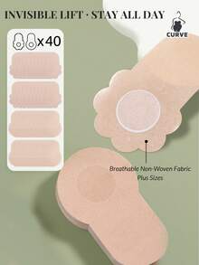 50/40/20/10/2件隐形丰胸胶带和乳贴 – 一次性无纺布聚拢提胸垫，适合大胸，无肩带露背连衣裙文胸替代品， - 米色 - 查看 20