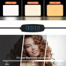 Anneau lumineux LED de 10 pouces avec lumière de remplissage LED ajustable à trois couleurs, trépied de 43 pouces et support pour téléphone, alimenté par USB. Anneau lumineux pour le maquillage avec trépied, alimenté par USB, kit d'éclairage pour diffusion en direct à l'intérieur, lumière pour photo et vidéo